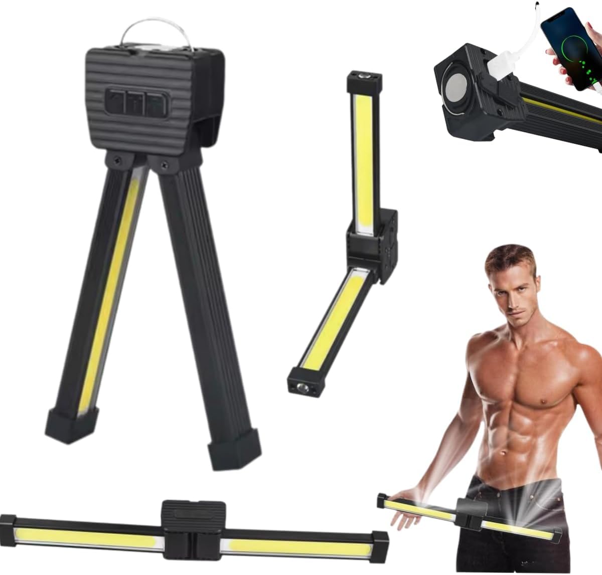 Gym Lamp for Posing Portable Magnet LED Posing Lamp with Hanging Hook, Selfie Light with 180 Degree Folding