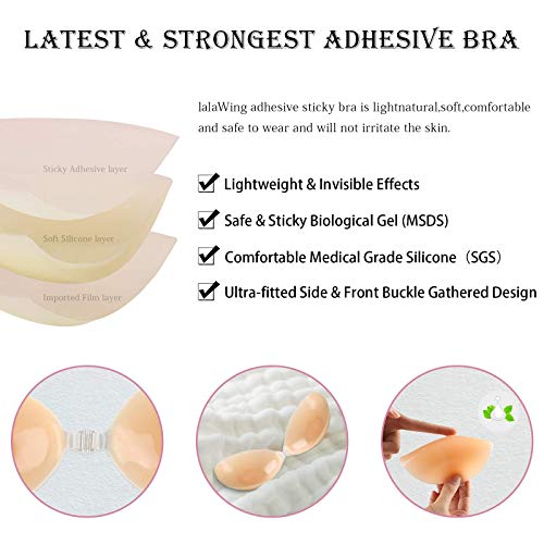 Lalawing Adhesive Stick Bra Sticky Invisible Bra For Women,Silicone Strapless Bra Backless Breast Bra With Nipple Cover (C) Nude #TOP5