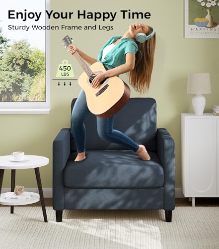Image of Welzona Sofa Accent Chair, 33 inch Reading Chair, Comfy Teddy Arm Chairs