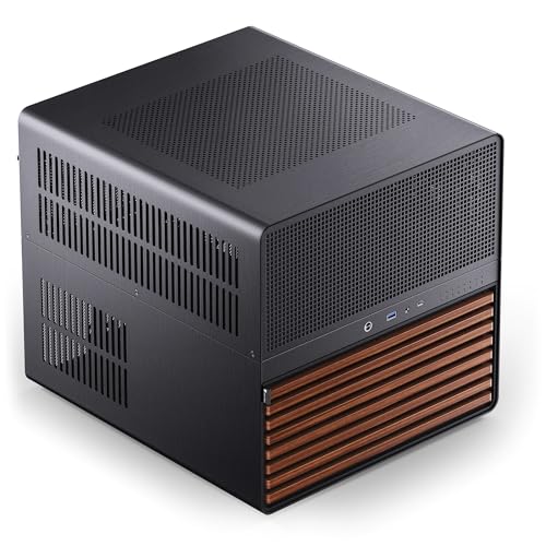 Image of Jonsbo N5 NAS Enclosure - Cube E-ATX Cube Case with Space for 16 Drives, 8 Slots, Mesh Design, Wooden Decor, USB-C, Ideal for NAS & Workstation, Black