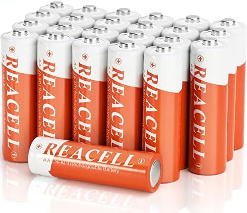 REACELL 24 Pack Rechargeable AA Batteries, 1200mAh High Capacity 1.2V NiMH Rechargable Solar Light Batteries for Outdoor Solar Lights and Household Devices