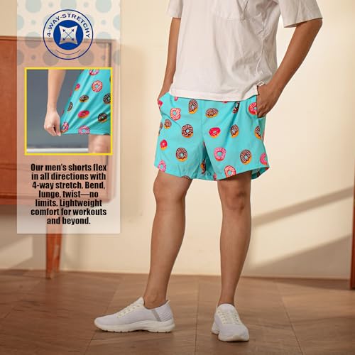 BRISIRA Men's Hawaiian Beach Shorts No Liner 5 Inch Lightweight Quick Dry Swim Trunks with Drawstring Elastic Waist & Pocket2