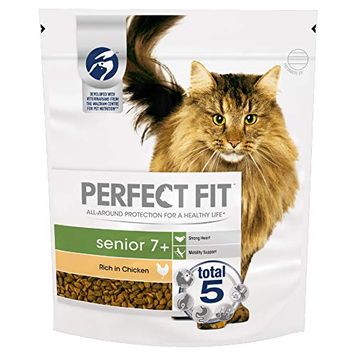 Perfect Fit Senior 7+ - Complete Dry Food for Senior Cats from 7 Years Old, Rich in Chicken, 3 Packs of 750 g