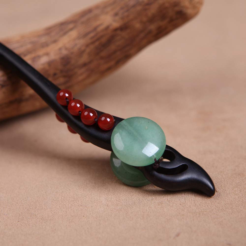Ebony Jade Flower Hairpins Handmade Wooden Hair sticks for Women Chinese Hair Chopsticks for Long hair C
