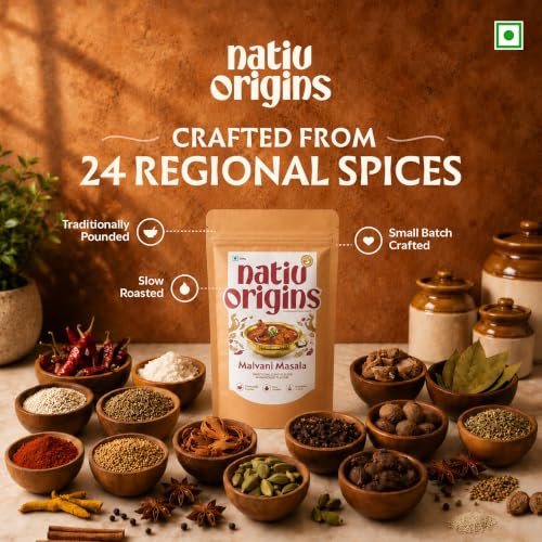 Image of NativOrigins Malvani Masala Powder 200g | Slow-Roasted & Traditionally Pounded | 22 Whole Spices | Coastal Maharashtrian Masala | For Fish Curry, Chicken, Prawns & Coastal Curries | No Additives