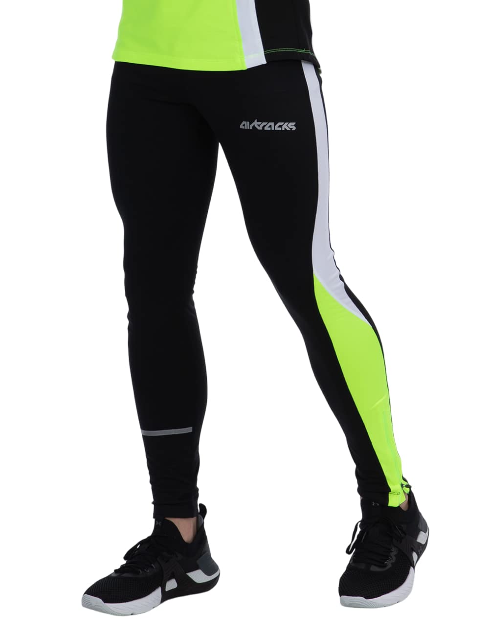 Airtracks Herren Funktions Laufhose Lang - Running Tight - Atmungsaktiv - Kompression - Reflektoren