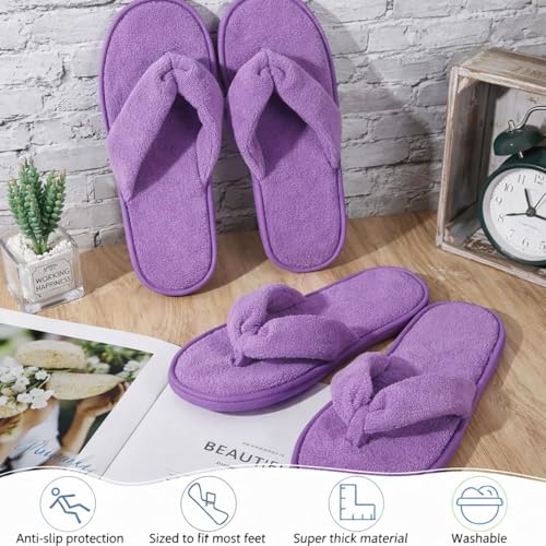 Image of Unittype 10 Pairs Spa Slippers Flip Flops Thong Sandal Slippers Soft Coral Fleece for House Guest Hotel