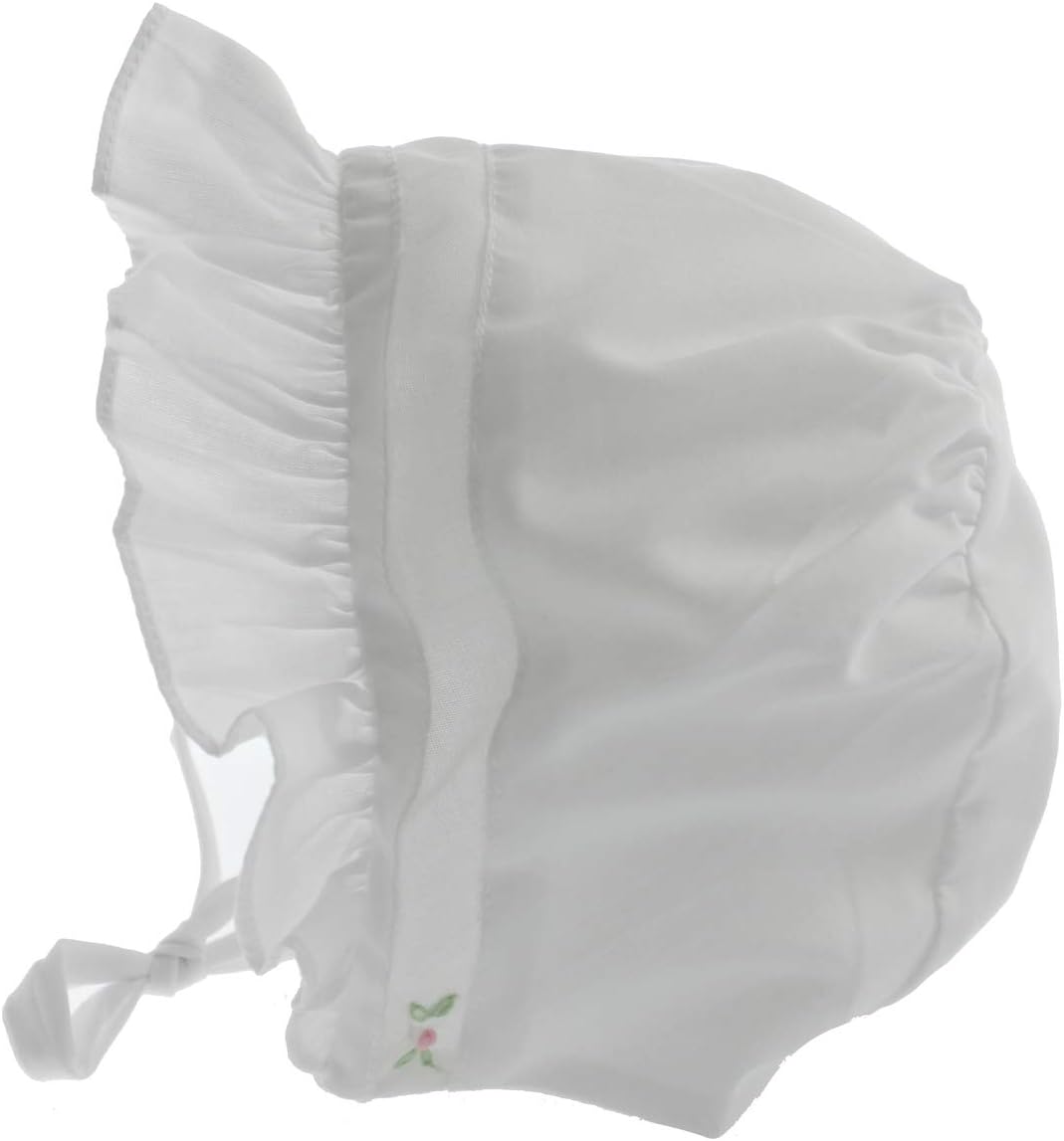 Petit Ami Girls White Dress with Bonnet Pink Smocking Dedication Outfit