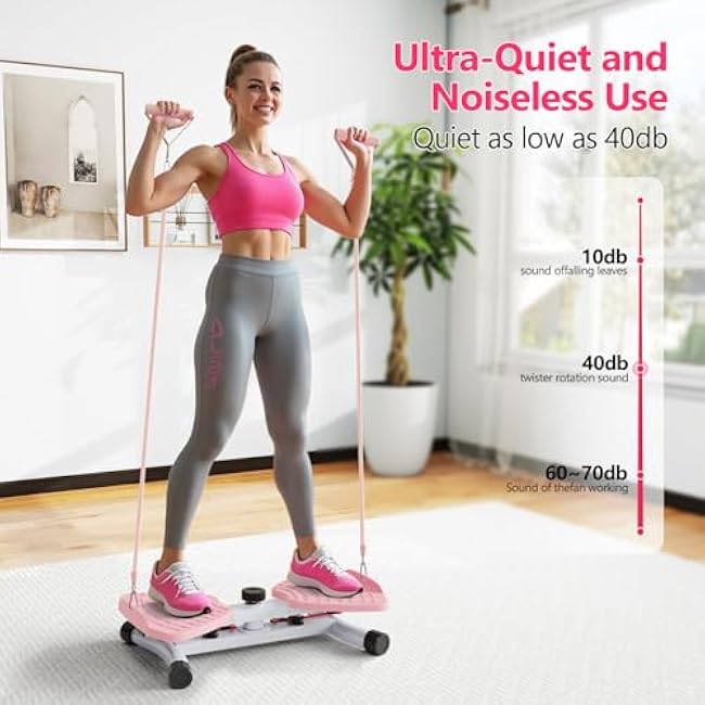 Waist Twisting Machine & Ab Twister Machine - 300 lbs Noiseless Waist Twister Board for Core Exercise, Home Gym Fitness Equipment with Resistance Bands (Women/Men)