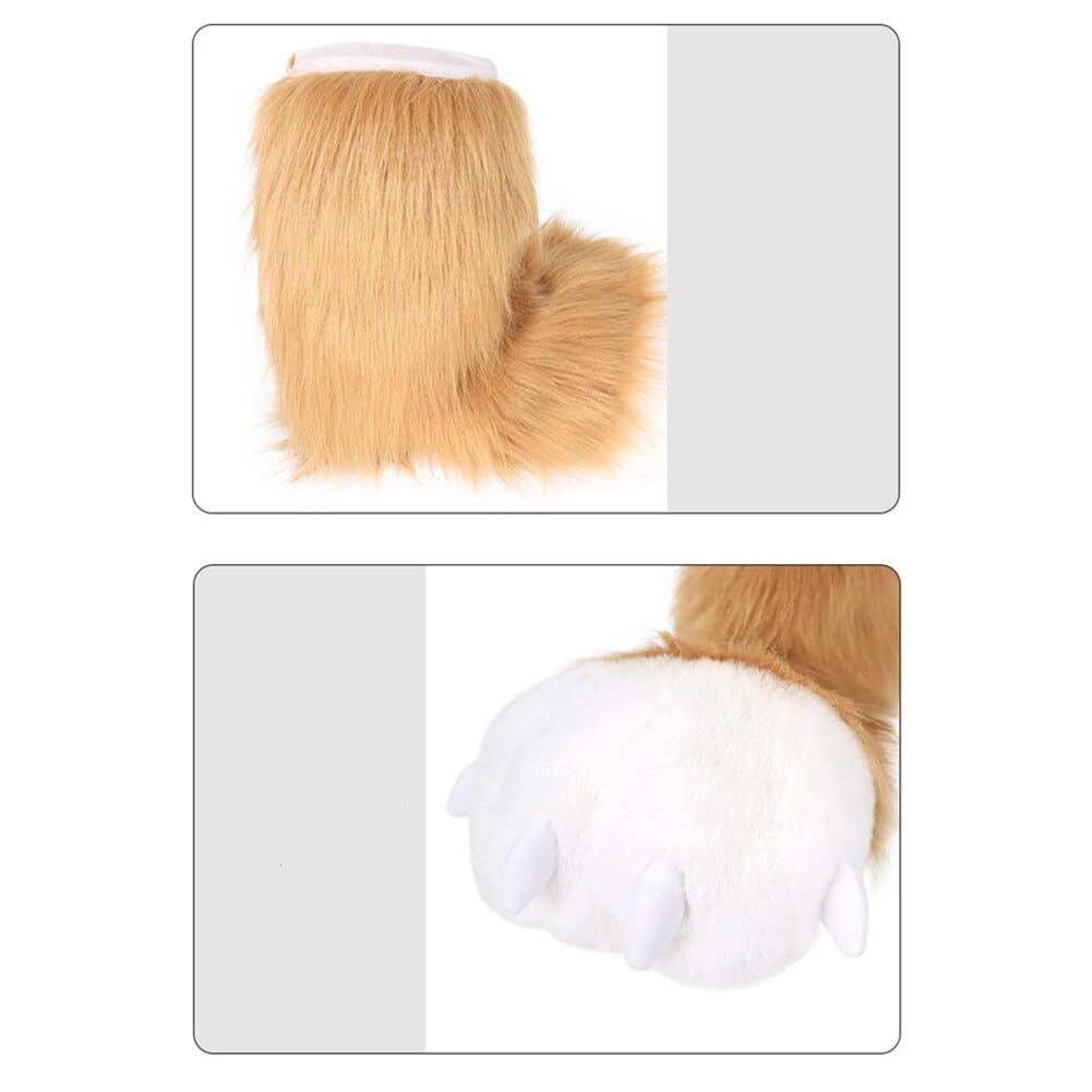Asudaro Lindos calcetines de gato con forma de pata de gato, lindos y esponjosos con garras de animales, pantuflas de felpa suaves para el hogar, calcetines hasta la rodilla para mujeres, para