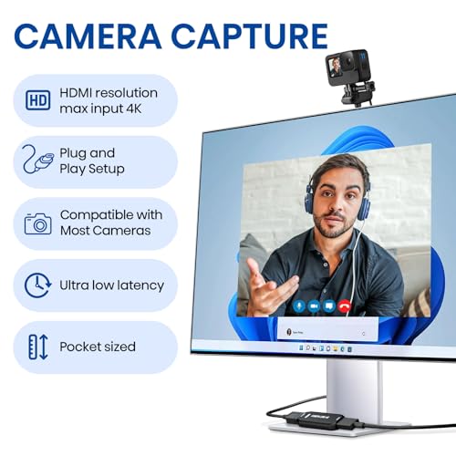 Image of VIXLW Cam Link 4K, Capture Card, External Camera Capture Card for DSLR, Camcorder, ActionCam as Webcam, Stream and Record in 2K50 or 1080P 60FPS, HDMI to USB 3.0 Capture Card for Streaming on OBS /Zoom