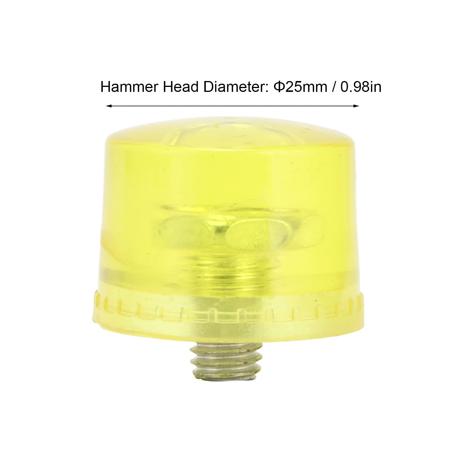 5Pcs Rubber Glazing Hammer Rubber Hammer Head Replacement Rubber Hammer Head Rubber Hammer Head Replacement Soft Transparent Yellow Striking Head Tips Set for Hammer ?25mm (?25mm)
