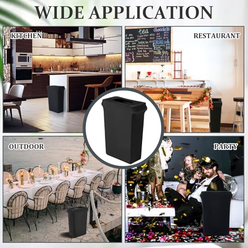 Image of Windyun 20 Pcs 23 Gallon Spandex Stretchable Trash Can Cover Wedding Party Fundraiser Decorations for Home Garden (Not Include Trash Can) (Black)