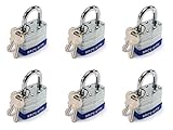 Elitexion Heavy Duty Laminated Steel Padlock, Commercial Grade Keyed Alike 1-1/2 inch (Pack of 6)