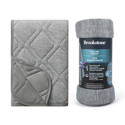 Brookstone Cooling Comfort Throw Blankets for Sleeping - Innovative Cooling Dual-Sided Throw - Oversized Cool Blanket for Hot Sleepers - Nylon and Polyethylene Blanket - Quite Shade