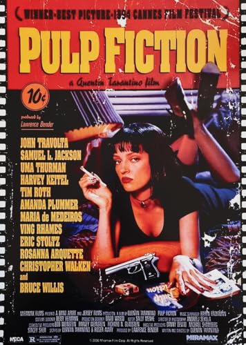 KUSTOM ART Affiche série Locandine Film Celebri Pulp Fiction Impression type VINTAGE APPOSITEMENT VIEILLIE et débidée sur papier couché 42 x 30 cm
