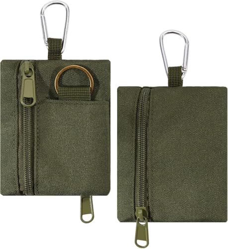 Image of Proberos Tactical Mini Zipper Pouch, 1Pcs, Nylon EDC Coin Purse with Carabiner Clip for Keys, Cards, Cash and Small Tools, 10x9cm