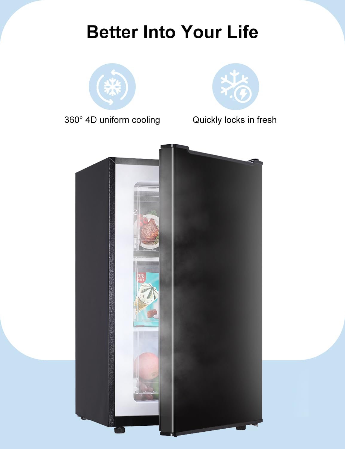 Vpcok Direct ミニ冷凍庫 BD-32 32L ブラック ★W-439 Vpcok Direct Mini Freezer Table Top Freezer, 31L Deep