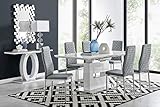 Furniturebox UK Arezzo Large Extending Dining Table and 8 Grey Milan Chairs Set
