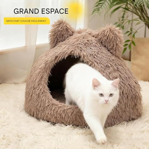 Panier chaud pour chat et nid semi-fermé antidérapant