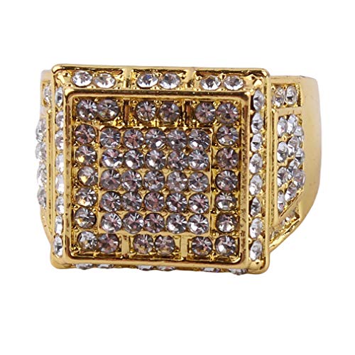 Preisvergleich Produktbild Yeucan Herren Platz Strass Ring Künstliche Kristallwürfel Öffnungsring für Schmuck Geschenk, Größe 2