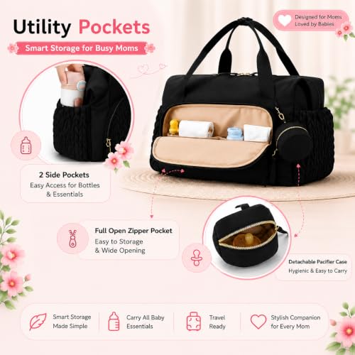 Image of Baby Diaper Bag | Diaper Bag for Mothers For Travel | Baby Bags For Mothers Carry | Baby Diaper Bag For Mother For Travelling | Mommy hand Tote Sling Lugguage diapers Handbags with Changing Mat