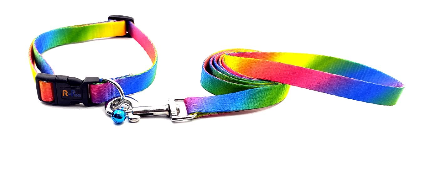 Pups&Pets Nylon Printed Adjustable Neck Collar Belt with Handle Leash Ideal for Training/Outdoor Walking Small Dogs and Puppies 15 MM (Rainbow) (B0CD824N6Y) Amazon Price History, Amazon Price Tracker