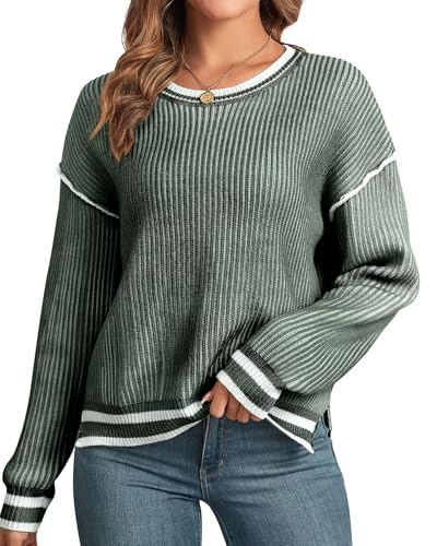 Image of ZAFUL Womens Oversized Sweaters 2025 Cable Knit Chunky Sweater Long Sleeve Crewneck Pullover Loose Outfits