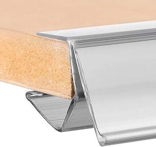 Kit 50 porte-prix pour étagère en bois. Étiquette de 26 x 60 mm. Transparent.