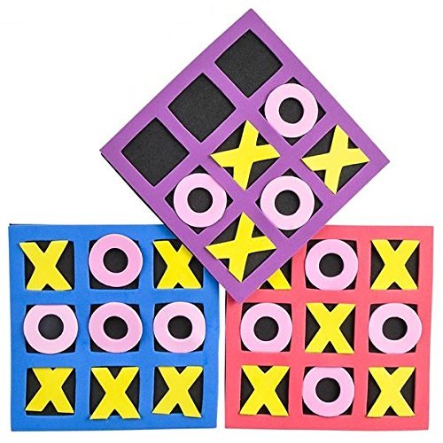 Kicko Tic Tac Toe Mini Foam Game -12 Pack of 5 X 5 Inch Boards for Kids and Adults. Non-Breakable, they Come in Exciting Assorted Color for Party Favor and is a Educational Tool