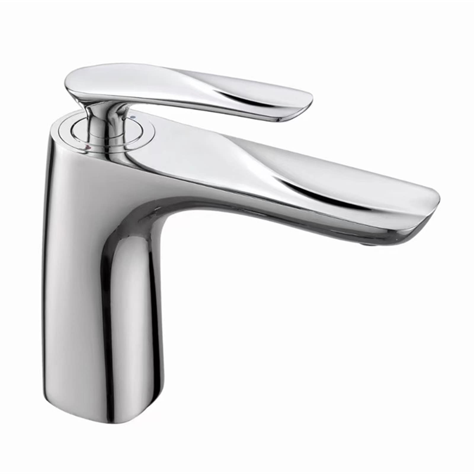 Robinet de salle de bain en laiton chromé et blanc à poignée unique