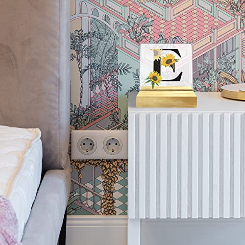 Alphabet Letters E Sunflower Acrylic Desk Decorative Sign,Acrylic Desk Decorative Sign For Women Men Home Bedroom Office Gifts For Women Men Girls Boys Christmas Birthday,Coworker Gifts For Women Men #TOP4