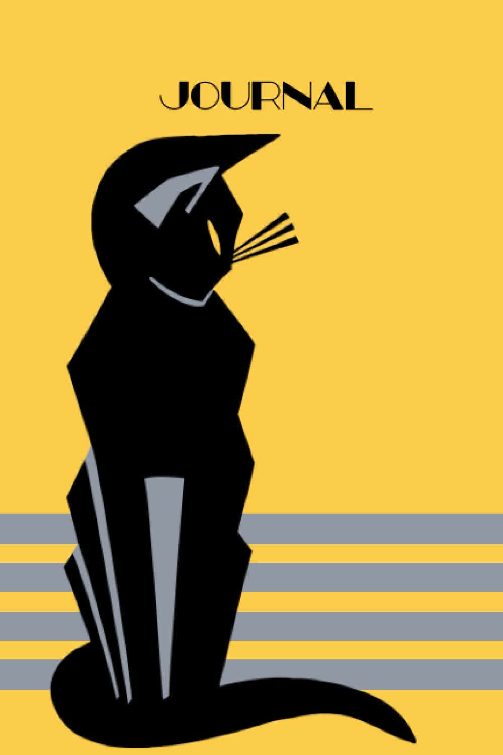 NOTEBOOK | Art Deco Cat Notebook Journal | Standard Spaced Lines | 6”x9” | 120 Pages | Paperback