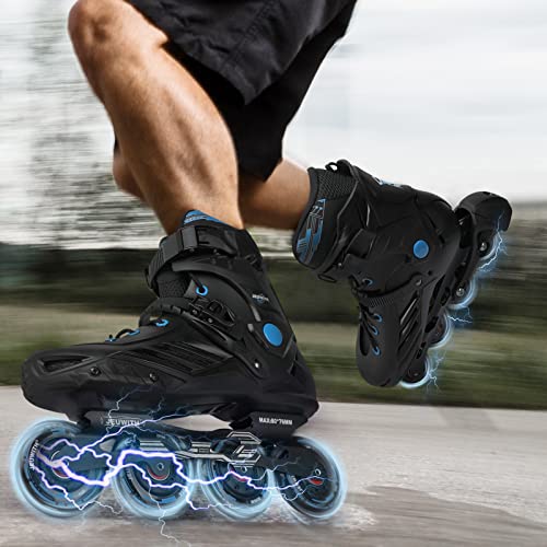 Image of Inline Skates for Women Men, Outdoor Street Blades Roller Adult Male Female, Professional Fitness Roller Skates Blades for Unisex (Black&Blue) Men7.5 /Women8.5 /27cm