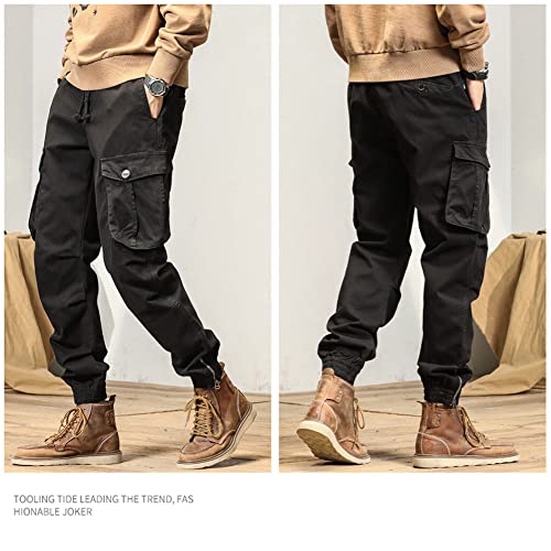 Slim Fit Cargo Pants for Men with Pockets Streetwear Boys Jogger Pants Trousers3