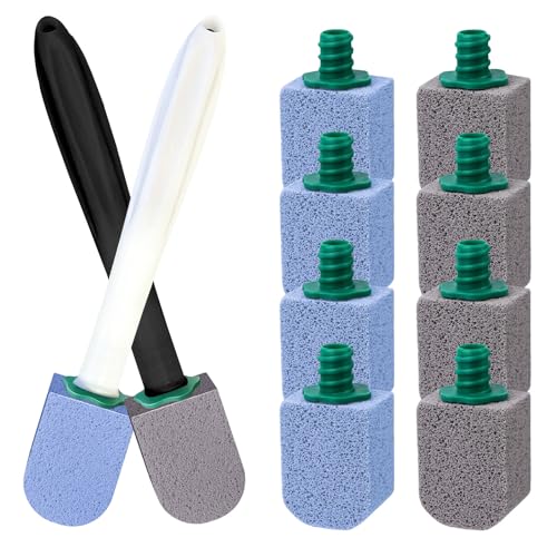Pietra Pomice per WC Ceramica,Ricarica da 10 Cleaning Block,Con Manico Riutilizzabile,Pulizia Efficace,per Toilette,Cucine,Lavelli e Lavabi(Blu Grigio)