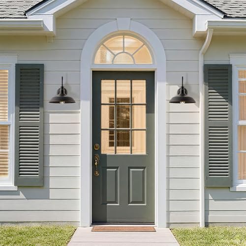 Image of 14in Outdoor Gooseneck Barn Light for Garage, 2 Pack Bronze Exterior Wall Lights Fixture for Porch, Outside Farmhouse Wall Sconce for Patio, Cabin, Entryway