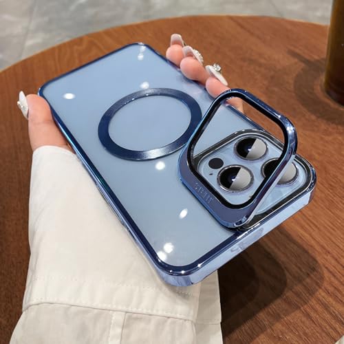 Étui de support de caméra pliable invisible pour iPhone 14 Pro Max et 13, coque transparente bleue