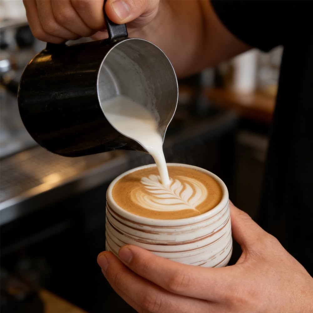 Set di 4 tazze da caffè da cappuccino da 220 ml, di alta qualità, in gres porcellanato, senza manico, set di tazze da caffè, a pareti spesse, lavabili in lavastoviglie, regalo moderno