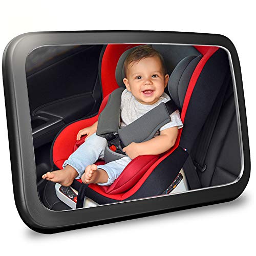 CCAUTOVIE Espejo Retrovisor Bebé Coche Espejo Coche Bebé Asiento Trasero 360° Ajustable Irrompible Interior Espejo Coche Niños Orientados Hacia Atrás Inastillable Negro
