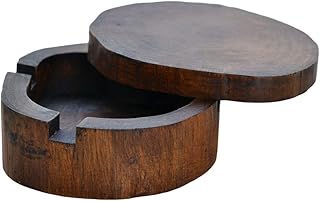 Wooden Cigarette Ashtray, Handmade Vintage Original Antique Wooden Cigarette Ash Tray with Winproof Lid, Large