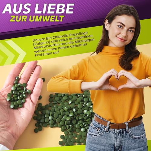 Vita2You Bio Chlorella Tabletten | 400mg pro Tablette | 1250 Presslinge | 500g Algen aus Ökologischen Anbau | Rohkost im Zippbeutel