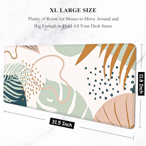 Image of Auhoahsil Large Gaming Mouse Pad, XL 31.5 x 11.8 in Desk Mat, Leaves