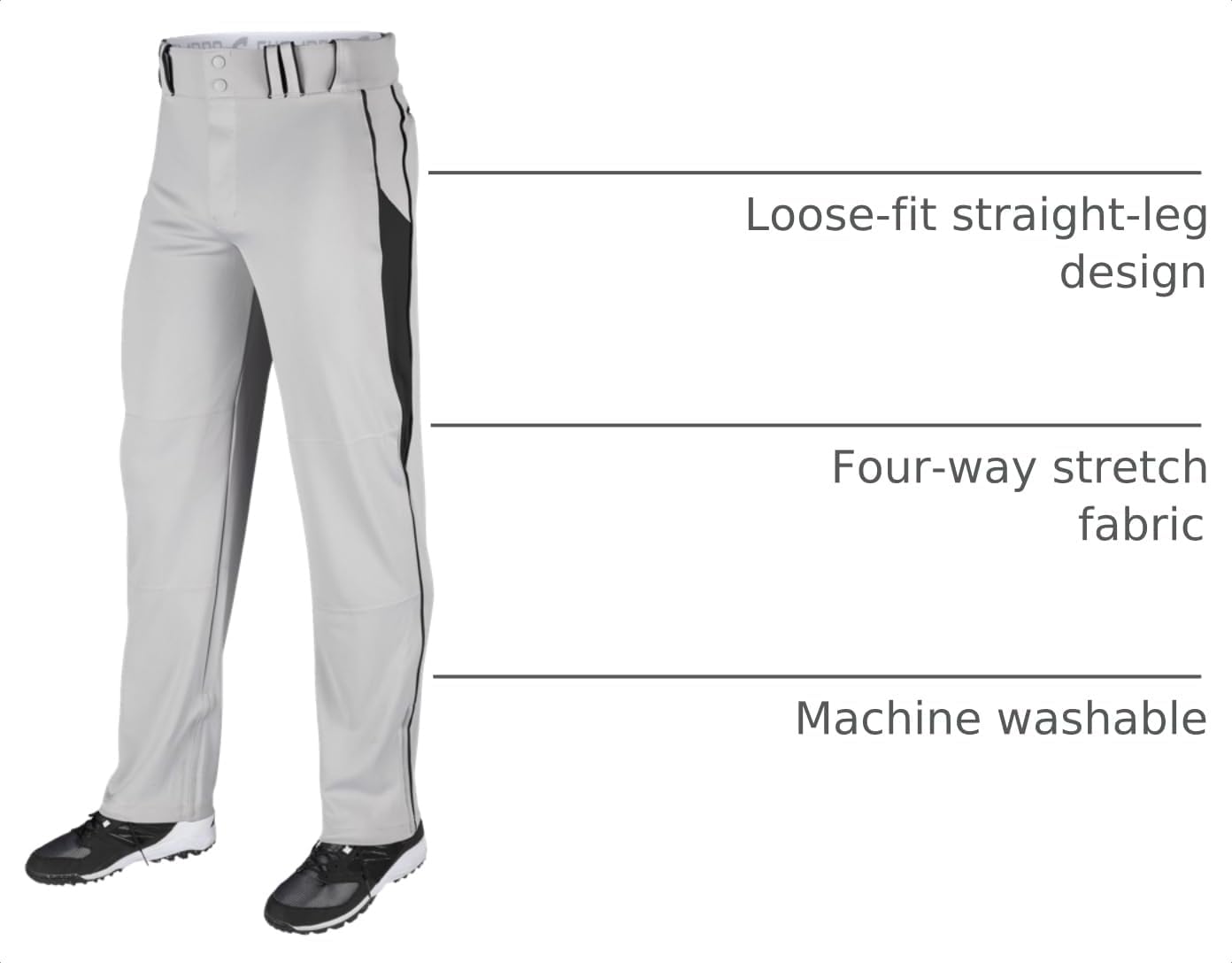 Champro Mens Triple Crown Open-Bottom Adult Baseball Pants with Side Insert
