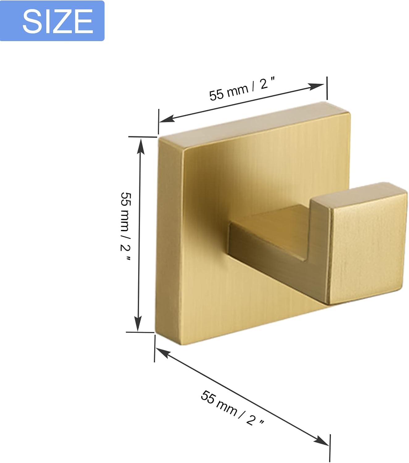 TQKAG Bathroom Square Towel Ring & Towel Hooks Coat Robe Clothes for Kitchen Bath Stainless Steel Wall Mounted, Brushed Gold