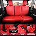 FREESOO Seat Covers Full Set for Jeep Wrangler 4 Door JK 2017 2016 2015 2014 2013, Customized Faux Leather Sahara Sport Rubicon Unlimited Willys Wheeler Altitude Red