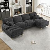 【Canapé en U spacieux et confortable】Le canapé modulable convertible est conçu avec soin selon des principes ergonomiques. Épousant les courbes naturelles du corps, son dossier confortable, son assise épaisse, ses accoudoirs incurvés avec coussin et ses 4 coussins supplémentaires offrent un excellent soutien à la nuque, aux bras, au dos et aux jambes, soulageant ainsi les tensions corporelles.