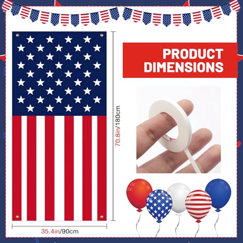Image of BissYard American Flag Door Cover 71 x 35 Inches USA Flag Front Door Banner Patriotic Red White Blue Vertical Door Decoration for 4th of July Memorial Day Veterans Day