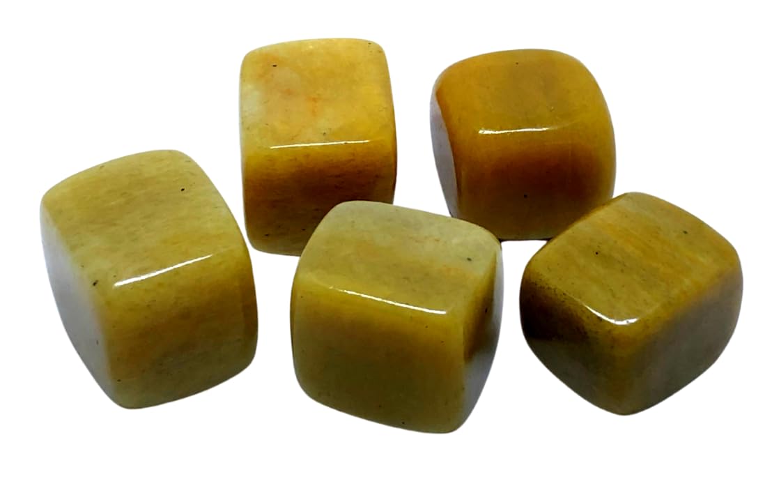 DVISHA Natural Yellow Aventurine Stone Tumble - Healing Crystal for Inner Wisdom and Intuition - Vaastu Feng-Shui Gemstone - Chakra Reiki Healing and Crystal Healing Tumbled Stones (5 PC)