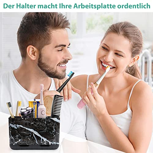Zahnbürstenhalter Schwarz Zahnbürsten Halterung für Elektrische Zahnbürste Marmor-Muster 6 Abteile Abnehmbarer Zahnbürsten Organizer Familie Für Bad Waschbecken Arbeitsplatte 4
